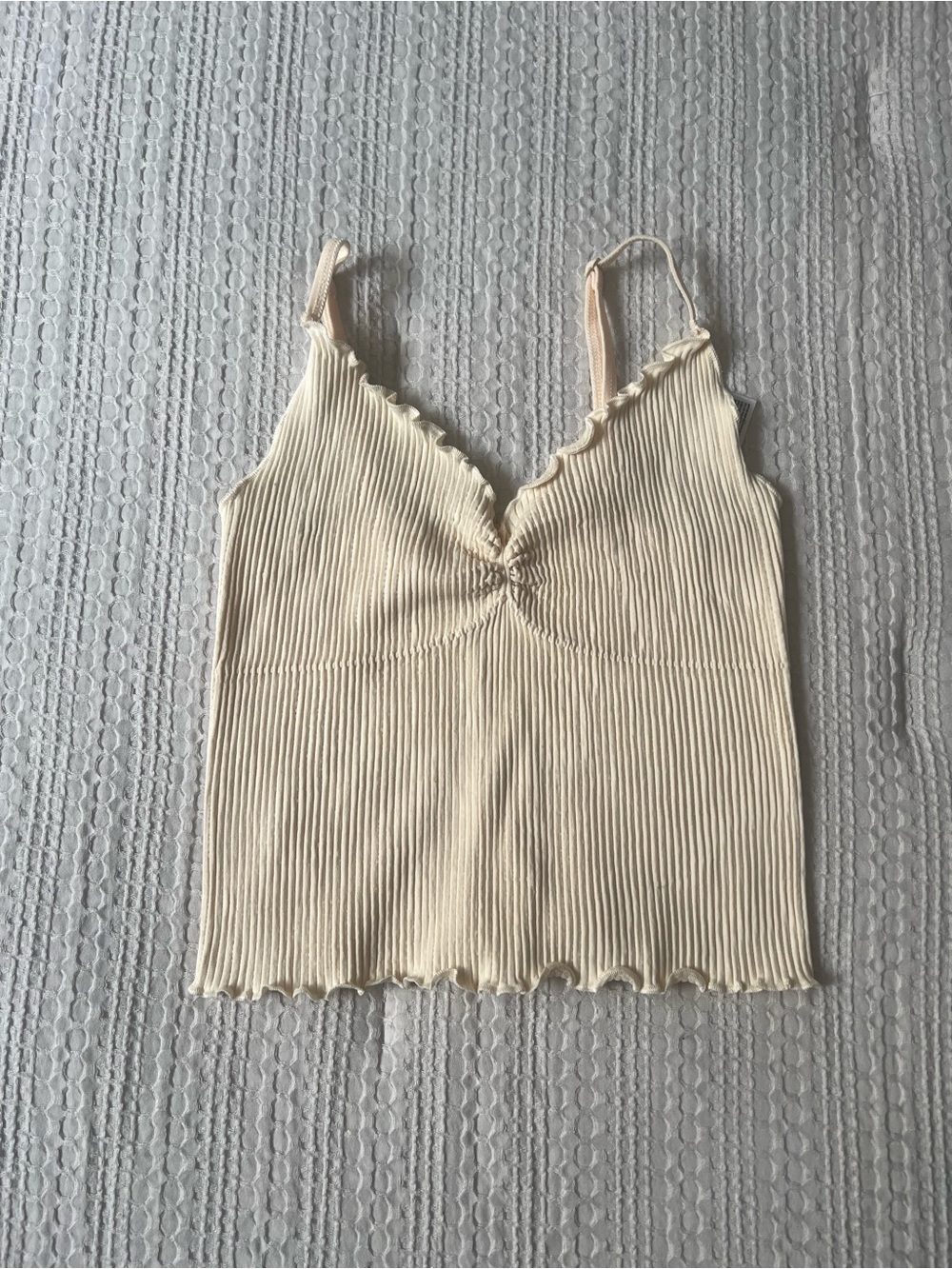 Urban Outfitters Sage Green & Cream Ribbed Layered Cami Set - Picture 3 of 5